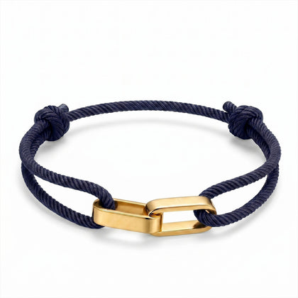 Golden Double-Loop Interlocking Milan Navy Bracelet
