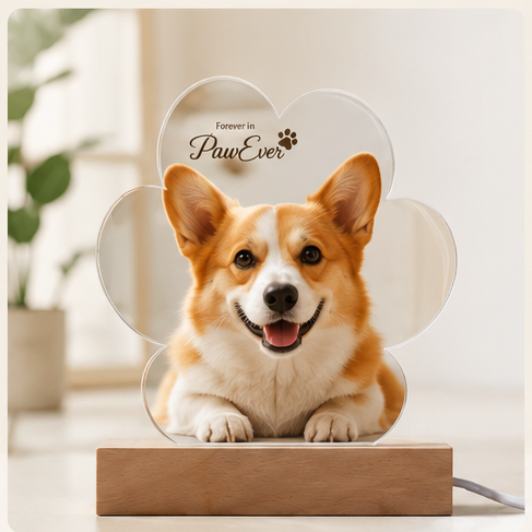 Personalized Pet Memorial Paw Plaque LED